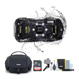 Pentax - WG-90 Compact Camera, w. Accessory Cleaning Kit Bag and SanDisk 64GB Ultra SDXC UHS-I Memory Card - Black