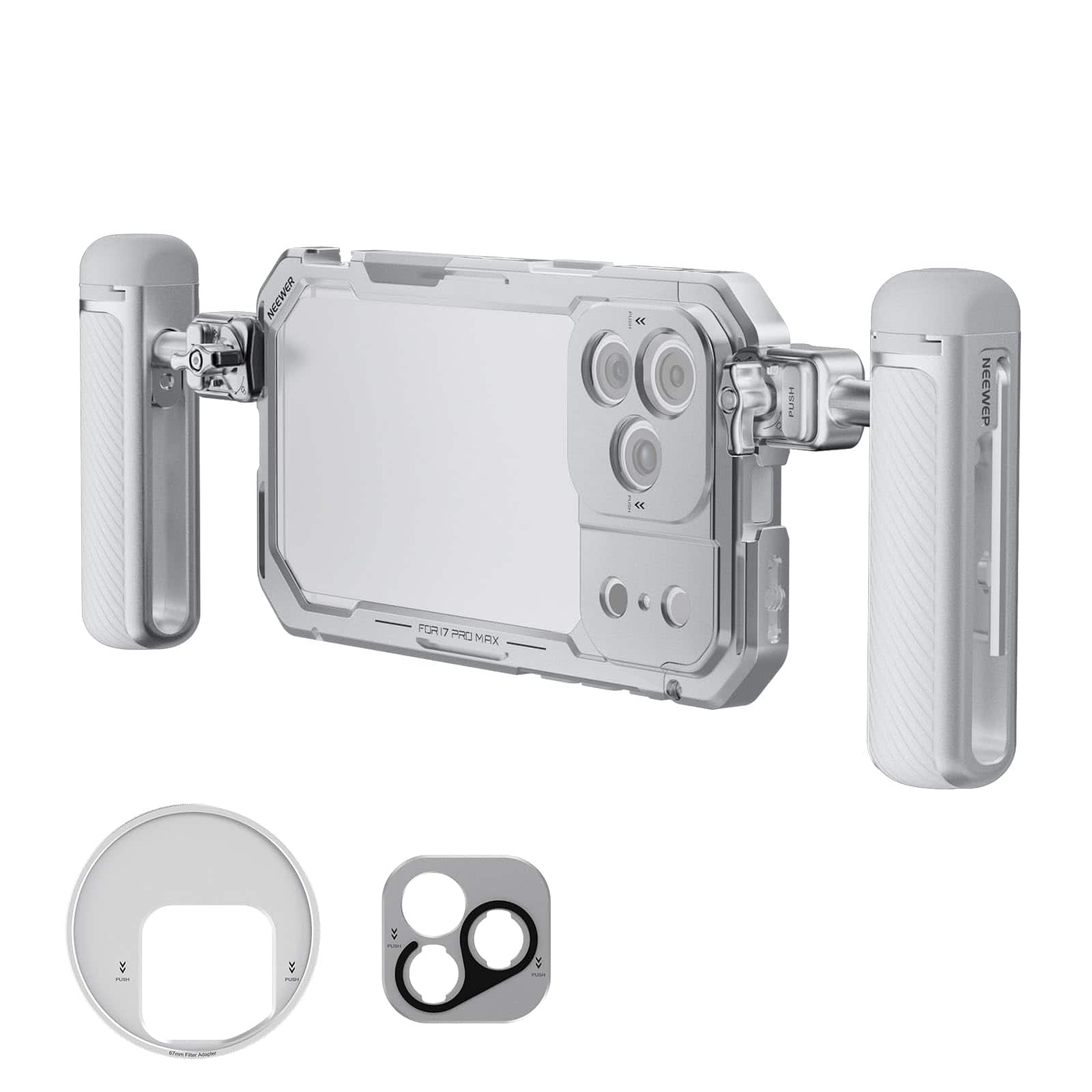 Neewer - iPhone 17 Pro Max Cage, 67mm/17mm, 2 Handles - Silver