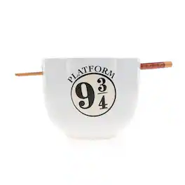Silver Buffalo - Harry Potter "Hogwarts Railways" 20-Ounce Ceramic Ramen Bowl and Chopstick Set - White