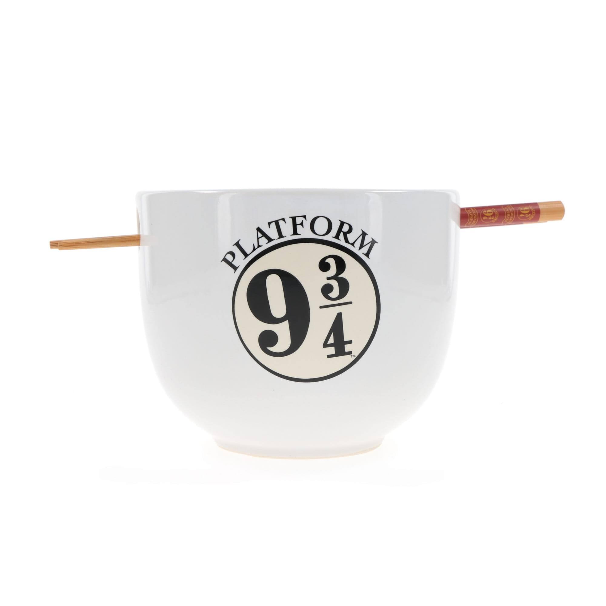 Silver Buffalo - Harry Potter "Hogwarts Railways" 20-Ounce Ceramic Ramen Bowl and Chopstick Set - White