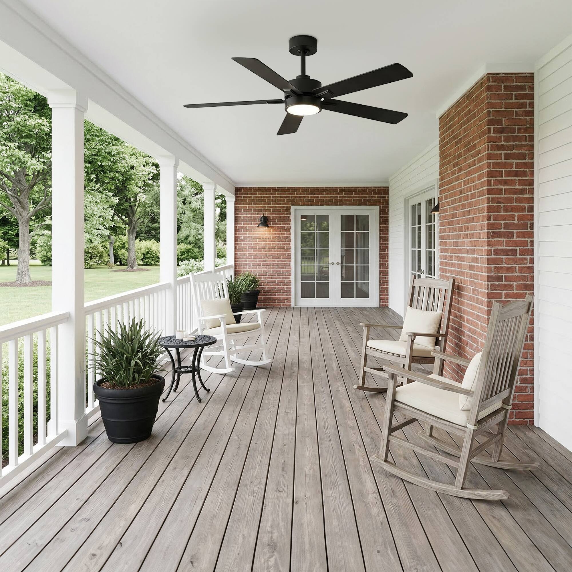 Alt View 3. Breezary - 52-inch Modern Indoor Ceiling Fan with LED Light, 5 Plywood Blades, 6-Speed DC Motor, APP&Remote, Timer, 5" Downrod - 52-inch Matte Black.