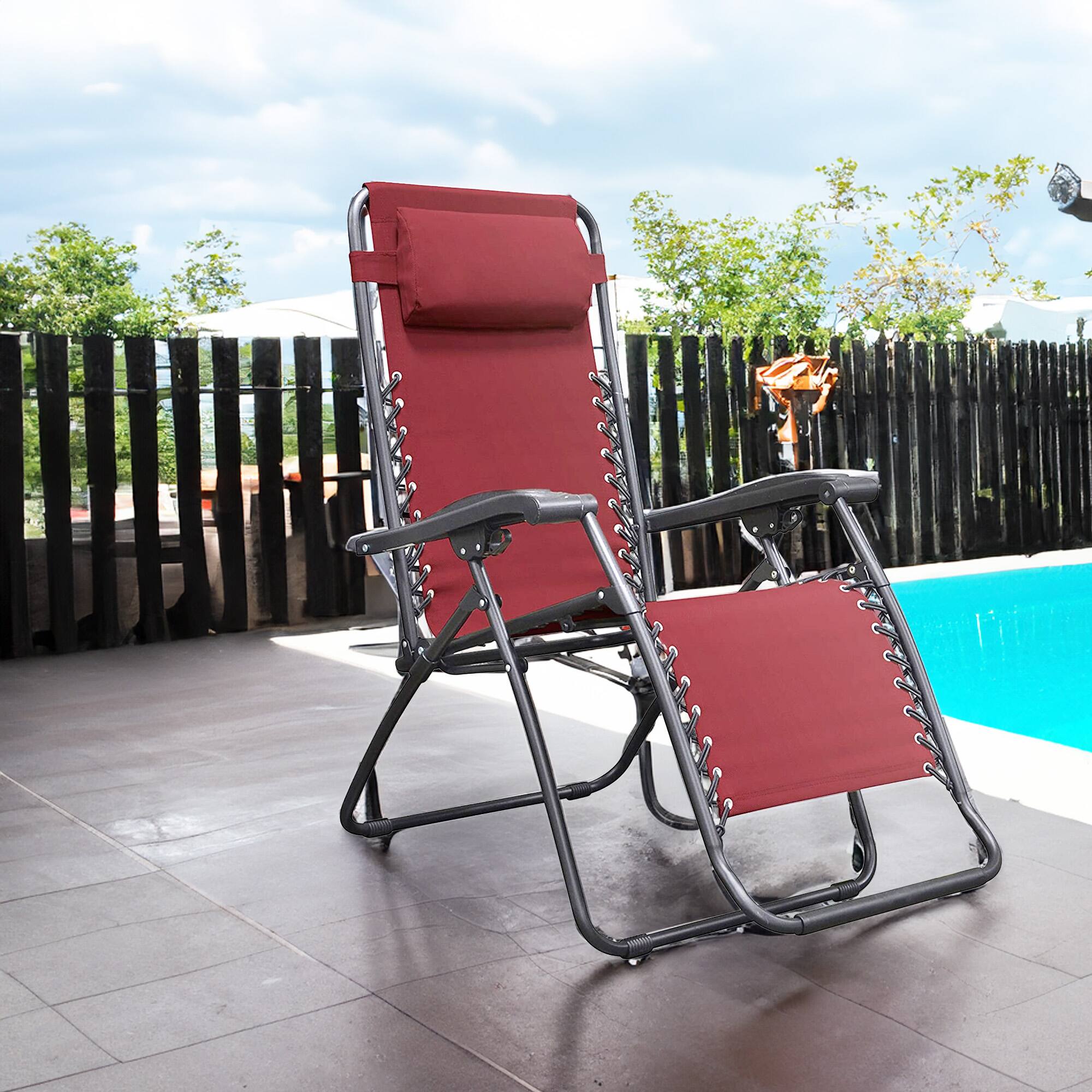 Alt View 3. Caravan Sports - Caravan Sports Zero Gravity Outdoor Folding Camping Patio Lounge Chair, Burgundy - Burgundy.