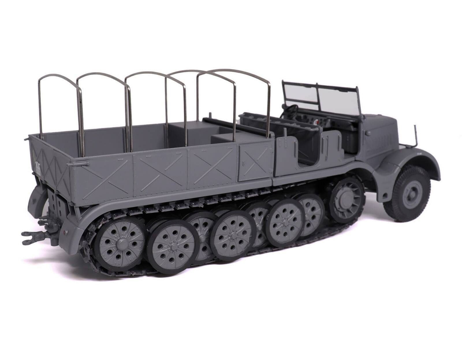 Left. Militaria Die Cast - Sd.Kfz. 9 18-Ton FAMO AFV Gray "German Army" 1/43 Diecast Model by Militaria Die Cast - Grey.