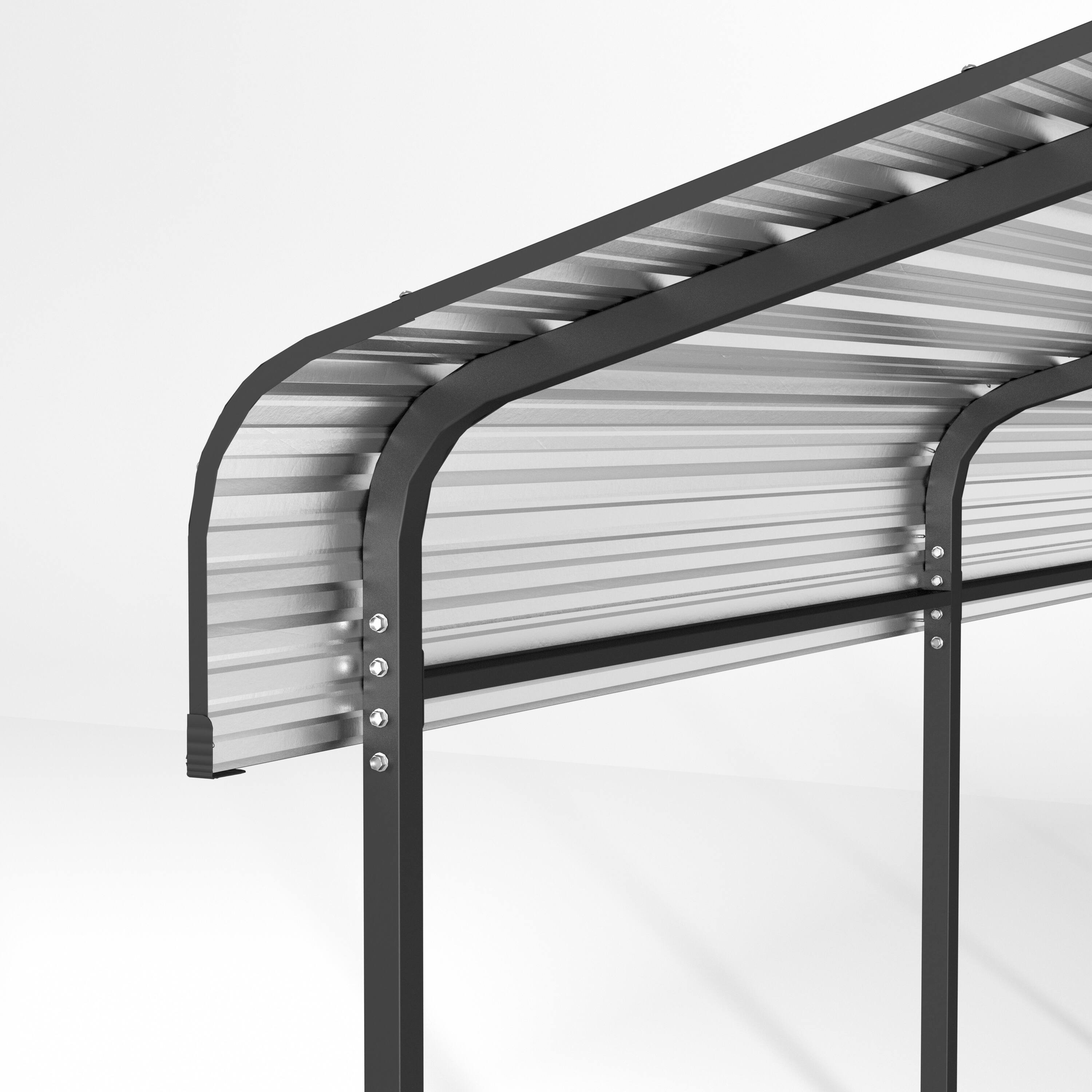 Alt View 4. Mondawe - 12x20 FT Metal Carport with Enhanced Base and Galvanized Steel Roof - Black.