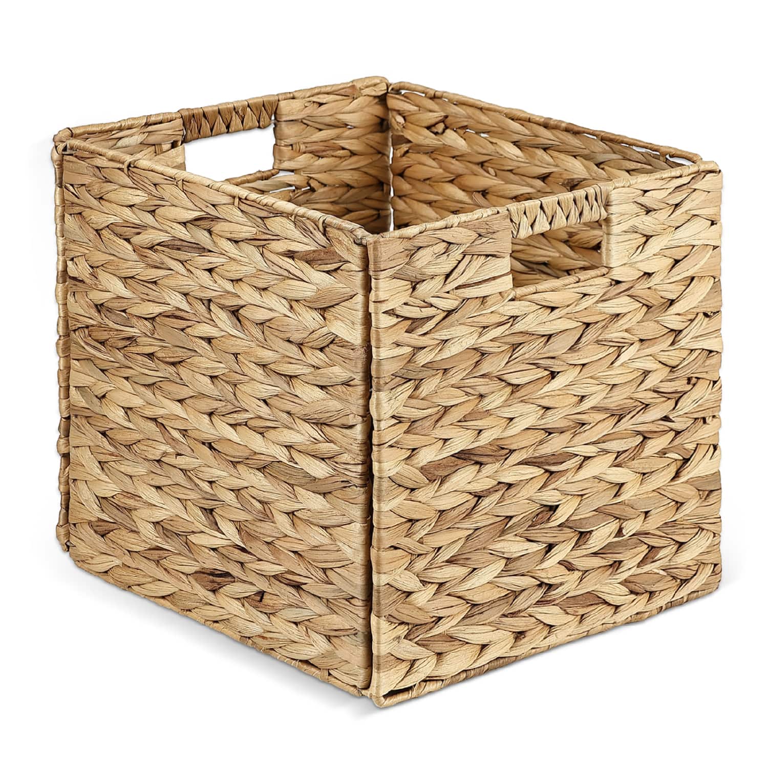 Garnen - Wicker Basket Storage Cube, Collapsible Storage Baskets for Shelves 12x12 Storage Cube Bins Wicker baskets with Handles - Brown