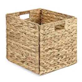 Garnen - Wicker Basket Storage Cube, Collapsible Storage Baskets for Shelves 12x12 Storage Cube Bins Wicker baskets with Handles - Brown