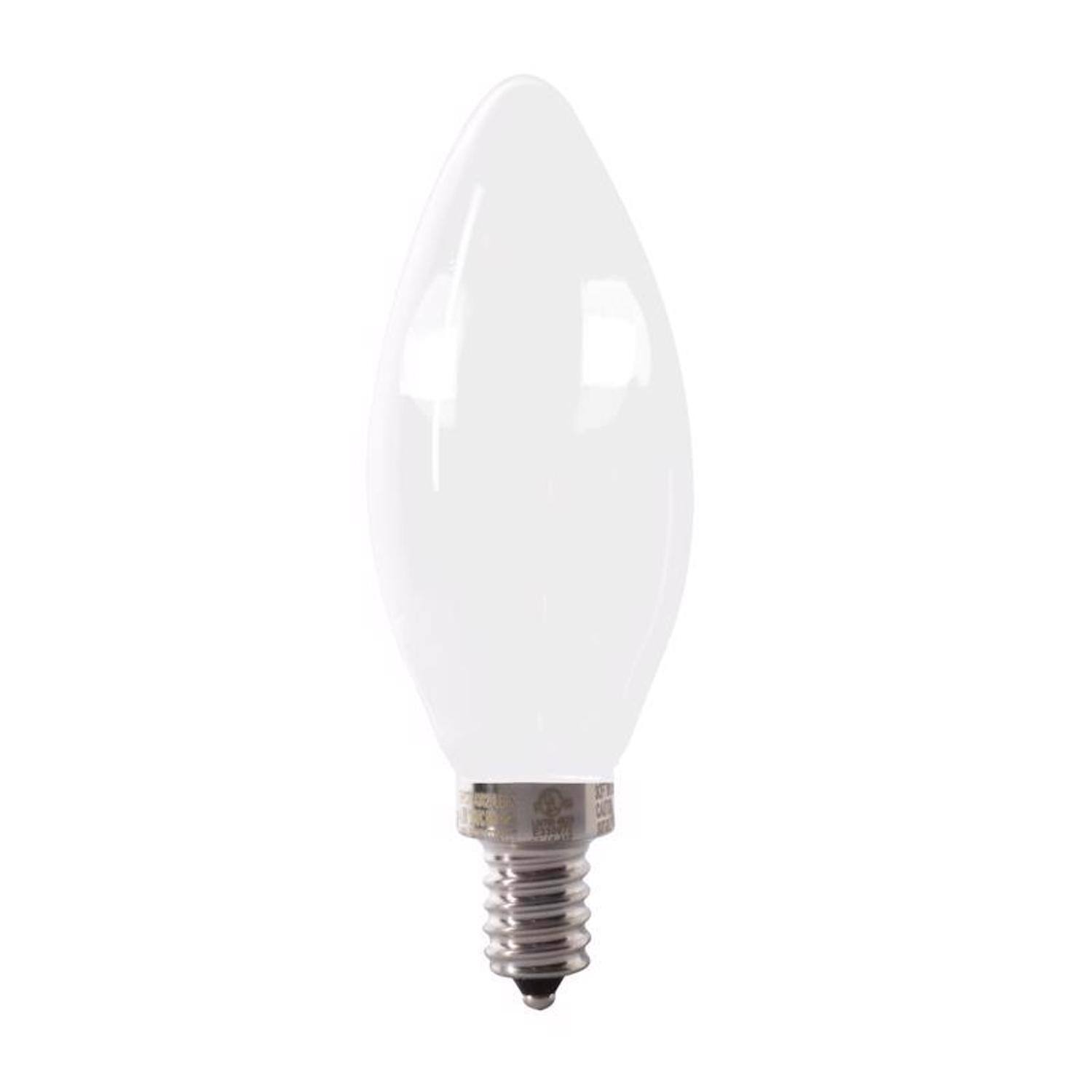 Left. FEIT ELECTRIC - Feit Enhance B10 E12 (Candelabra) Filament LED Bulb Daylight 40 Watt Equivalence 2 pk.