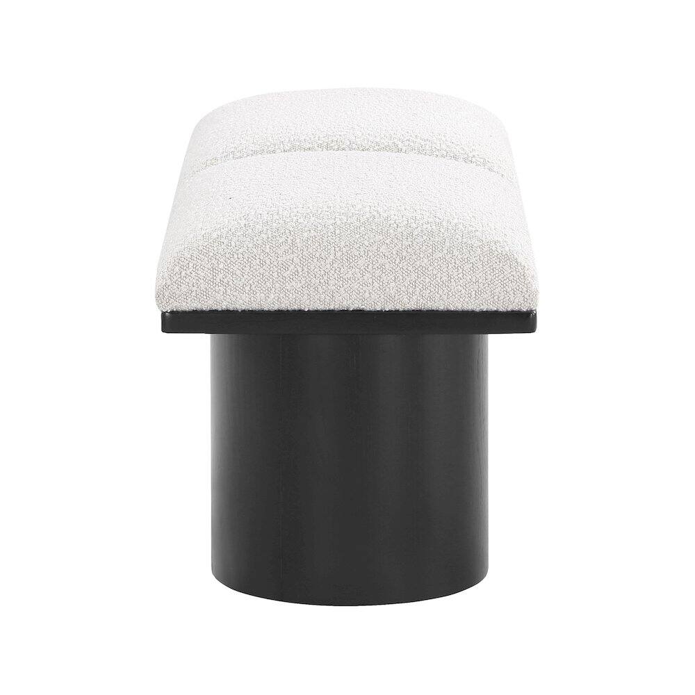 Left. Meridian Furniture - Pavilion Cream Boucle Fabric Bench - Cream Boucle Fabric.