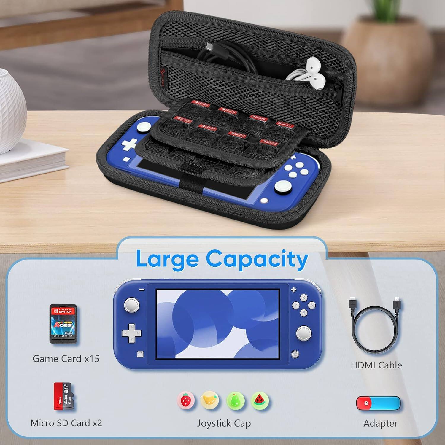 CHANGE + CREATION

Large Capacity

- Game Card x15
- Micro SD Card x2
- Joystick Cap
- HDMI Cable Adapter