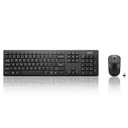 Lenovo - 100 Wireless Keyboard & Mouse Combo - Spill Resistant Quiet Keys, 3-Zone Keyboard, Ambidextrous Mouse, USB-A - Black