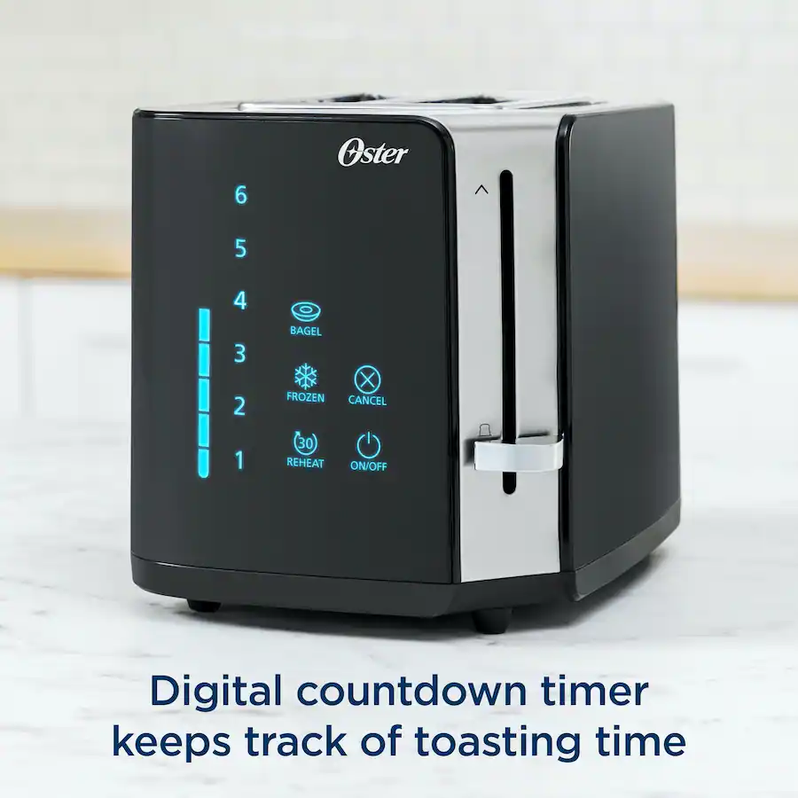 Toaster With Timer Oster 2 Slice Touchscreen Toaster, Digital Timer, 6 Shade Settings ...