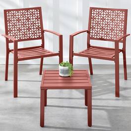 Best Choice Products - 3-Piece Stackable Patio Bistro Set, Outdoor Chat Furniture w/ 2 Chairs, Table - Terra Cotta - Terracotta