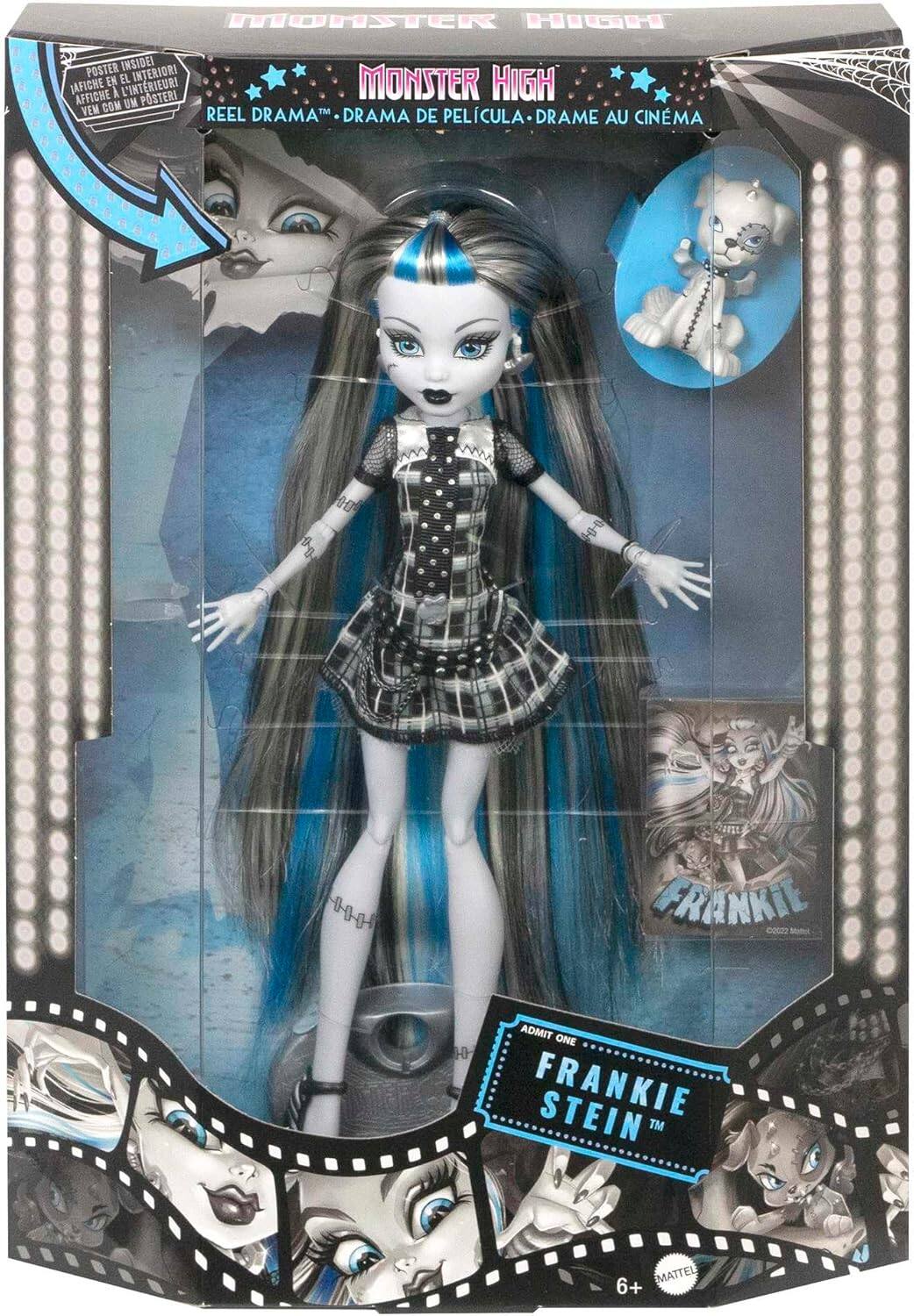MONSTER HIGH  
REEL DRAMA™ - DRAMA DE PELICULA - DRAME AU CINEMA  

POSTER INSIDE!  
AFICHE À L'INTÉRIEUR!  
AFFICHE L'INTÉRIEUR!  
VEM COM UM POSTER!  

FRANKIE STEIN™  
ADMIT ONE  

6+