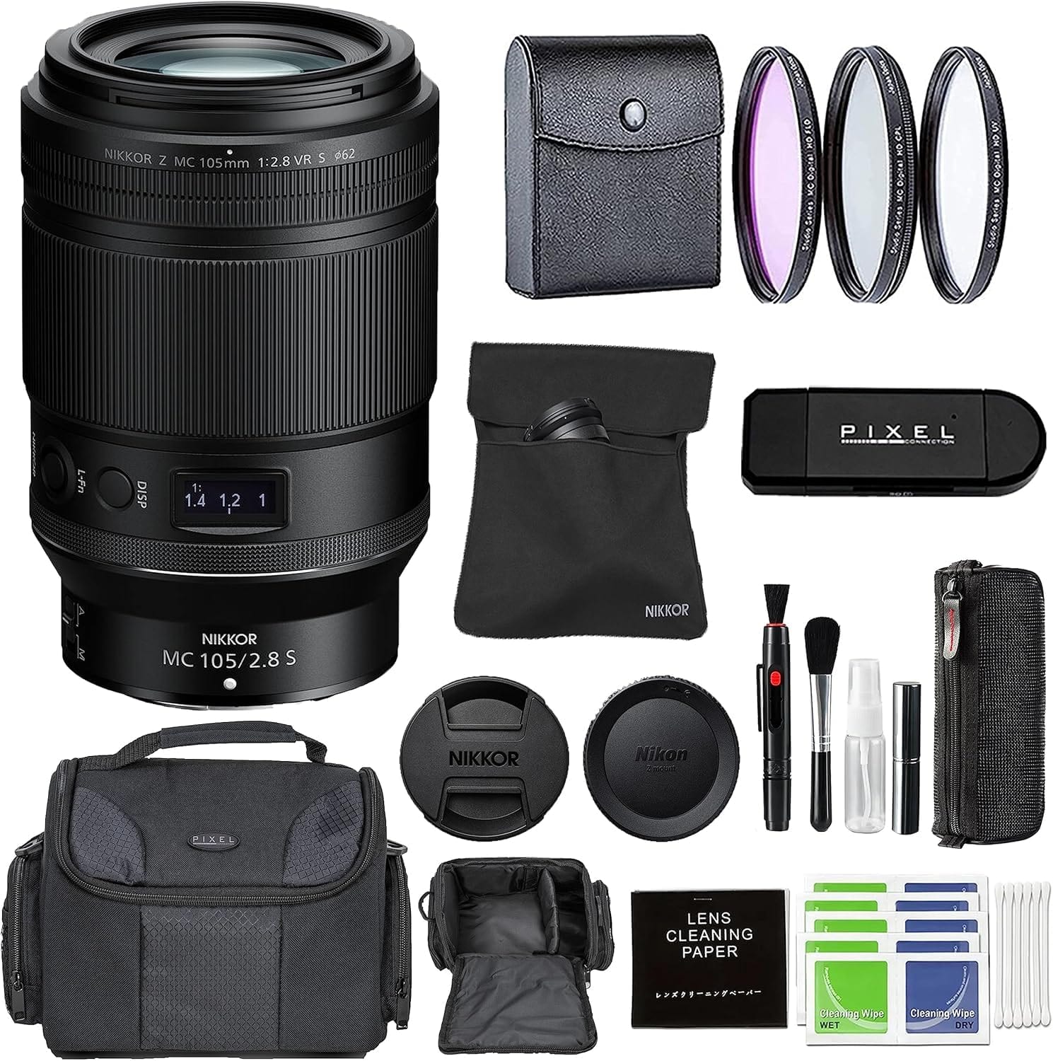 NIKKOR Z MC 105mm f/2.8 VR S Macro Lens w/ Advanced Accessory & Travel Bundle | 20100 | Nikon Nikkor Z MC 105mm - Black