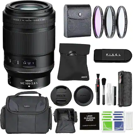 NIKKOR Z MC 105mm 1:2.8 VR S 062
NIKKOR MC 105/2.8 S
NIKKOR
Nikon
PIXEL
LENS CLEANING PAPER
Cleaning-Wipe WET
Cleaning-Wipe DRY