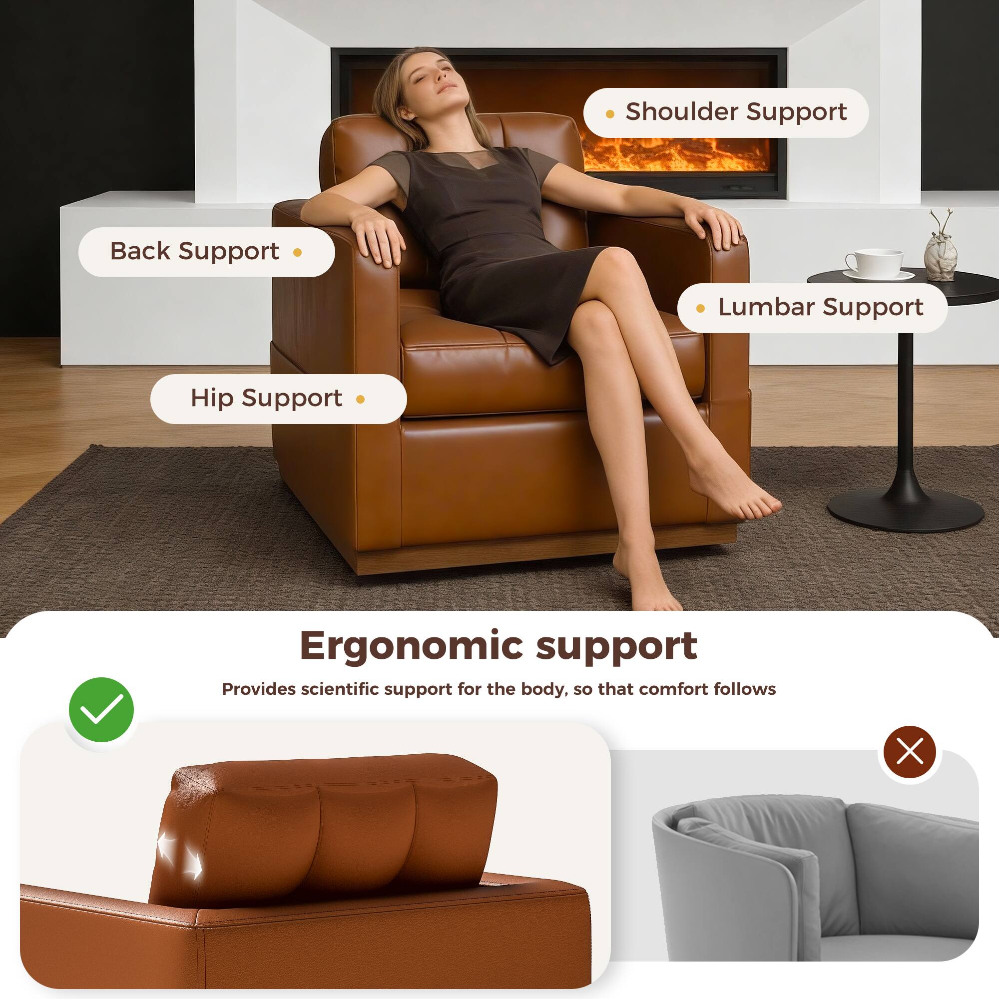 Shoulder Support  
Back Support  
Lumbar Support  
Hip Support  

Ergonomic support  
Provides scientific support for the body, so that comfort follows