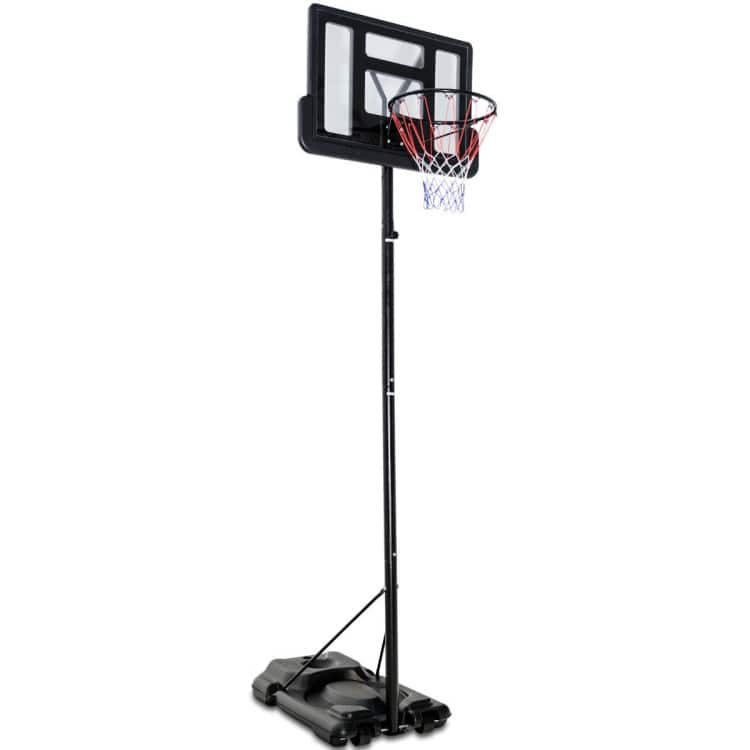 SlickBlue - Portable Basketball Hoop System with Adjustable Height, Shatterproof Backboard, 2 Nets - Black