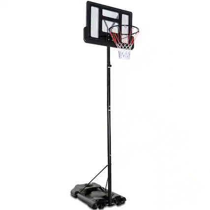 Front. SlickBlue - Portable Basketball Hoop System with Adjustable Height, Shatterproof Backboard, 2 Nets - Black.