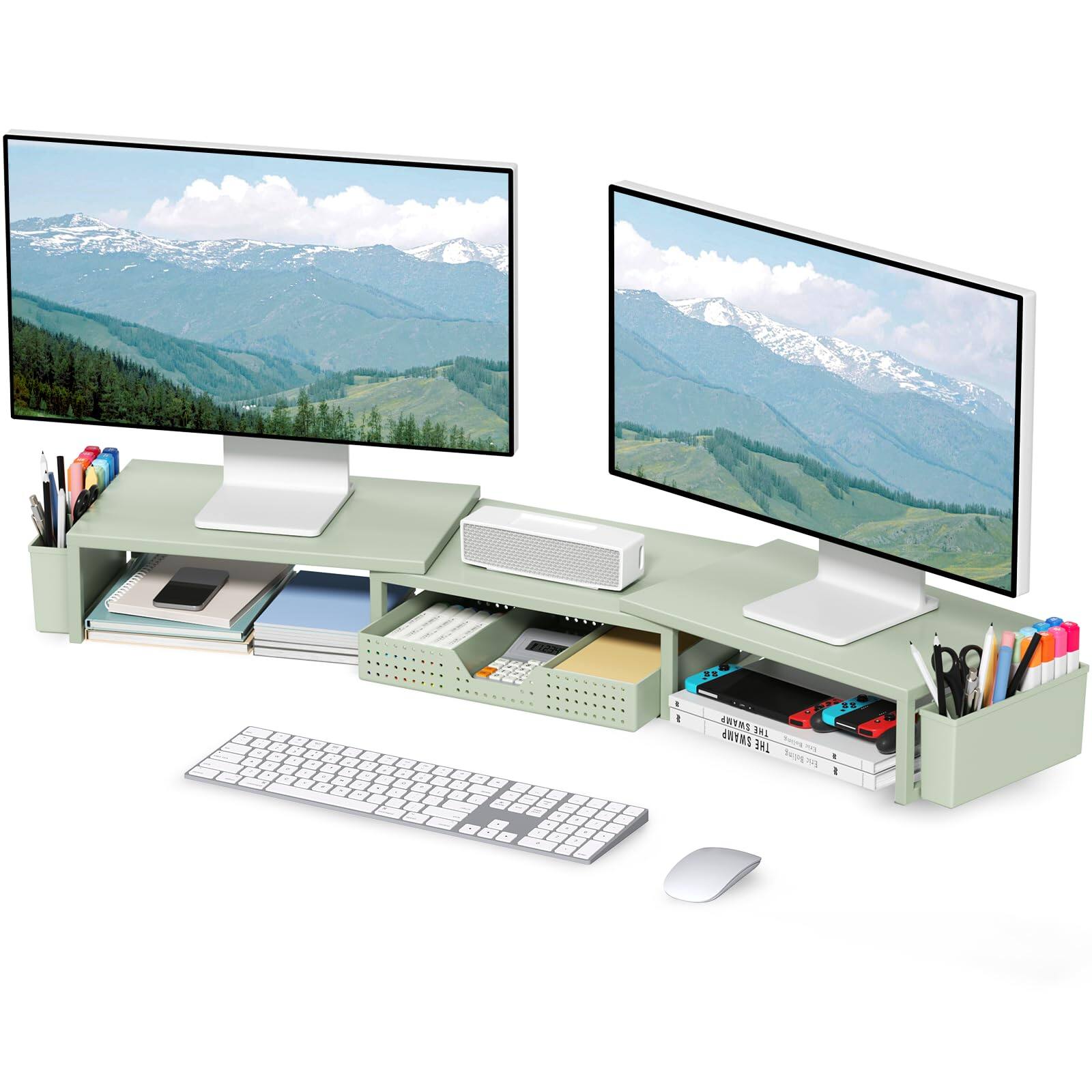 Metal Green With drawer and pen holder