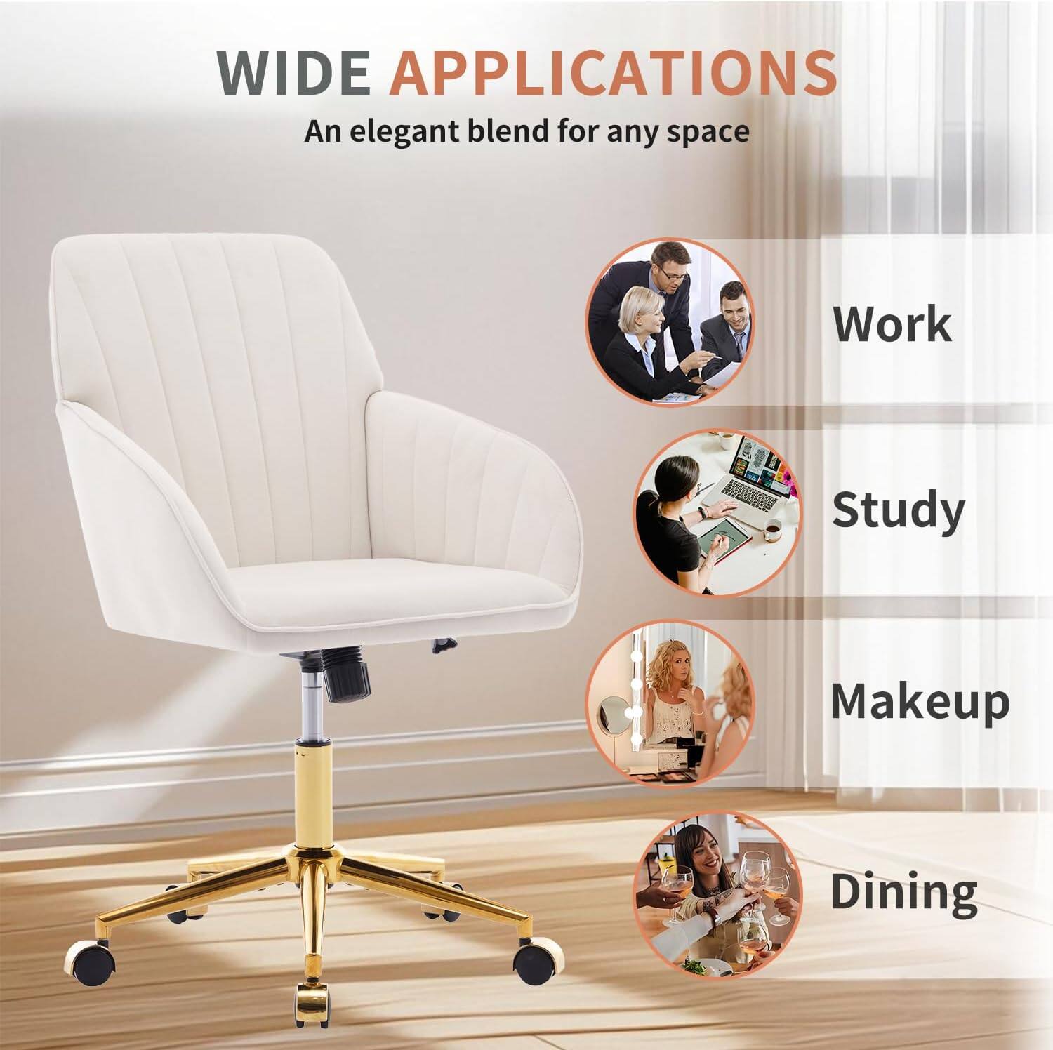 WIDE APPLICATIONS  
An elegant blend for any space

- Work
- Study
- Makeup
- Dining