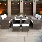Front. Kadyn - 10 Pieces Outdoor Patio Dining Set, Patio Seating Conversation Set, Modern Patio Sofa Sectional All Weather Proof - Brown.