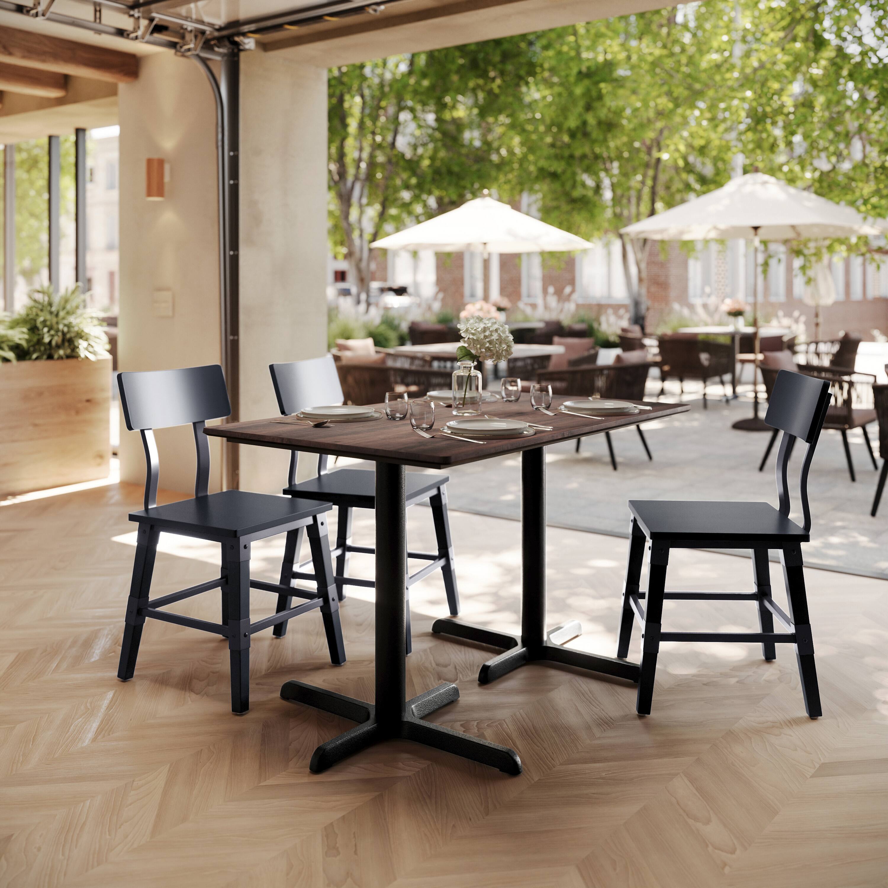 Alt View 1. Emma + Oliver - PureShield Tabletop with Seam-Free Surface Innovation and Table Height X-Base - Dark Brown/Black Base.