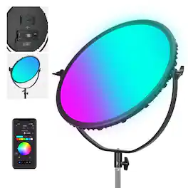 Neewer - 18" RGB LED Round Video Light - 65W APP Controlled with Battery for Studio & Outdoor Filming