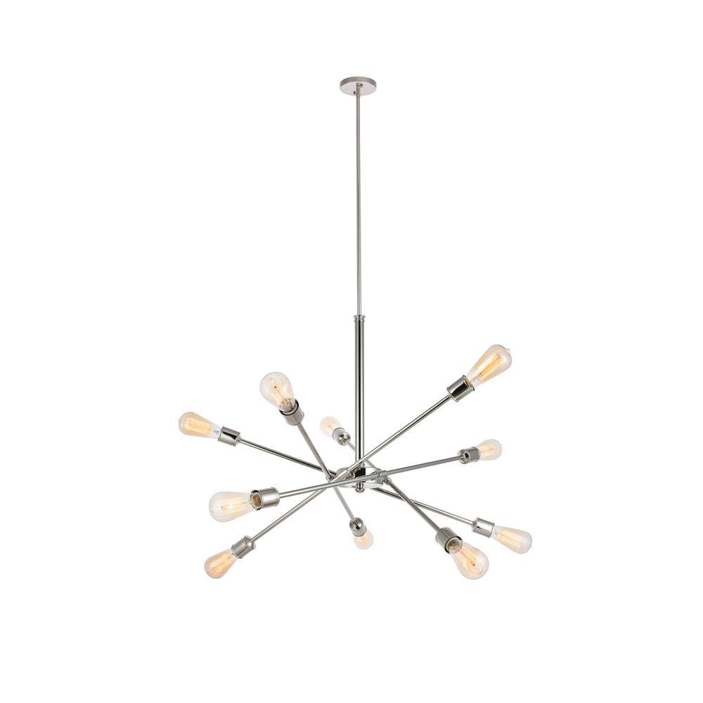 Alt View 3. Living District - Axel 10 Lights polished Nickel Pendant - Polished Nickel.