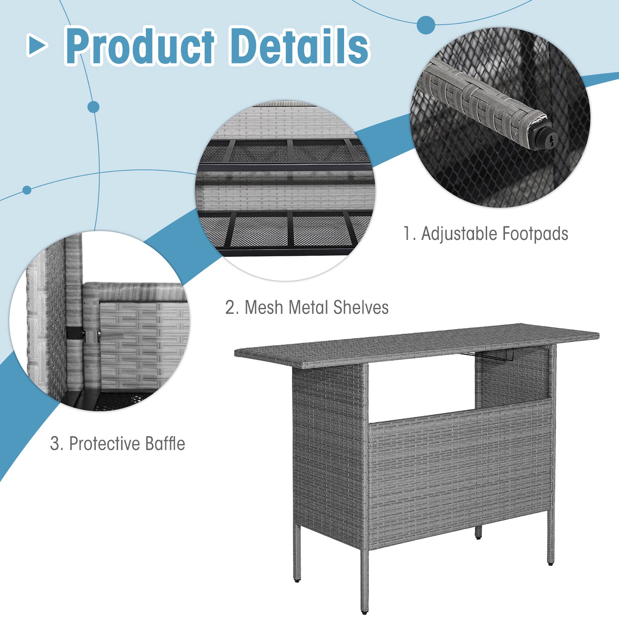Product Details

1. Adjustable Footpads  
2. Mesh Metal Shelves  
3. Protective Baffle