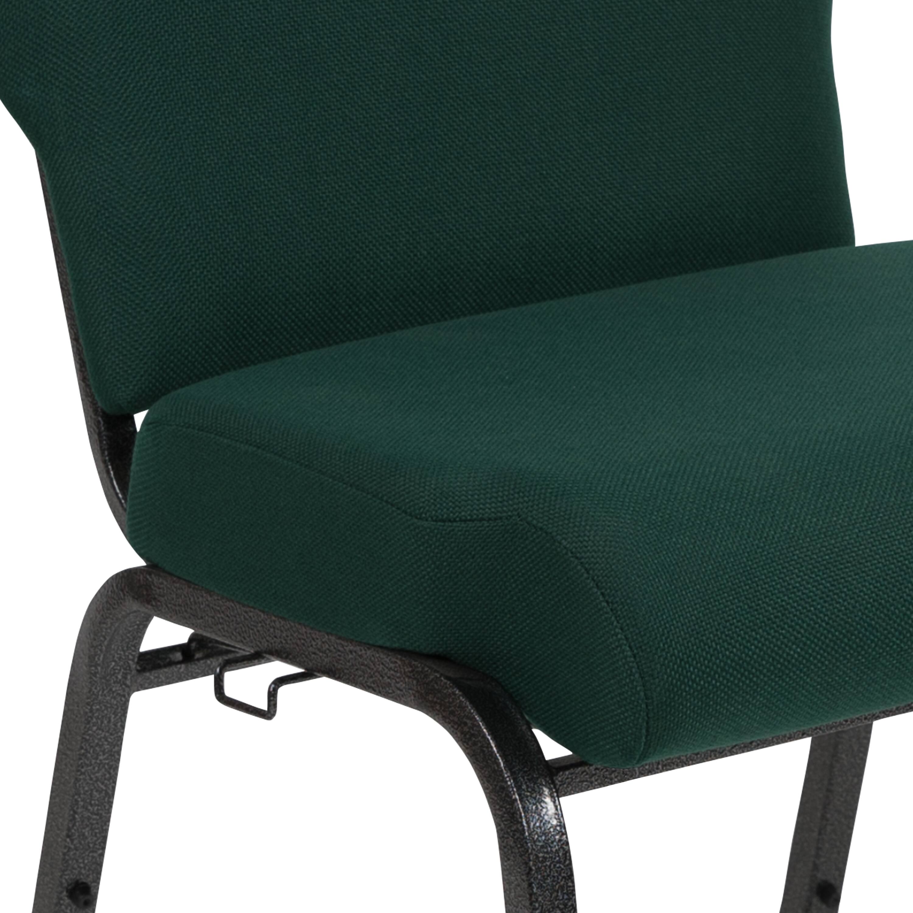 Alt View 9. Emma + Oliver - 20.5 in. Molded Foam Church Chair - Hunter Green Fabric/Silver Vein Frame.