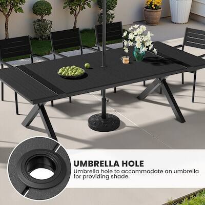 UMBRELLA HOLE  
Umbrella hole to accommodate an umbrella for providing shade.