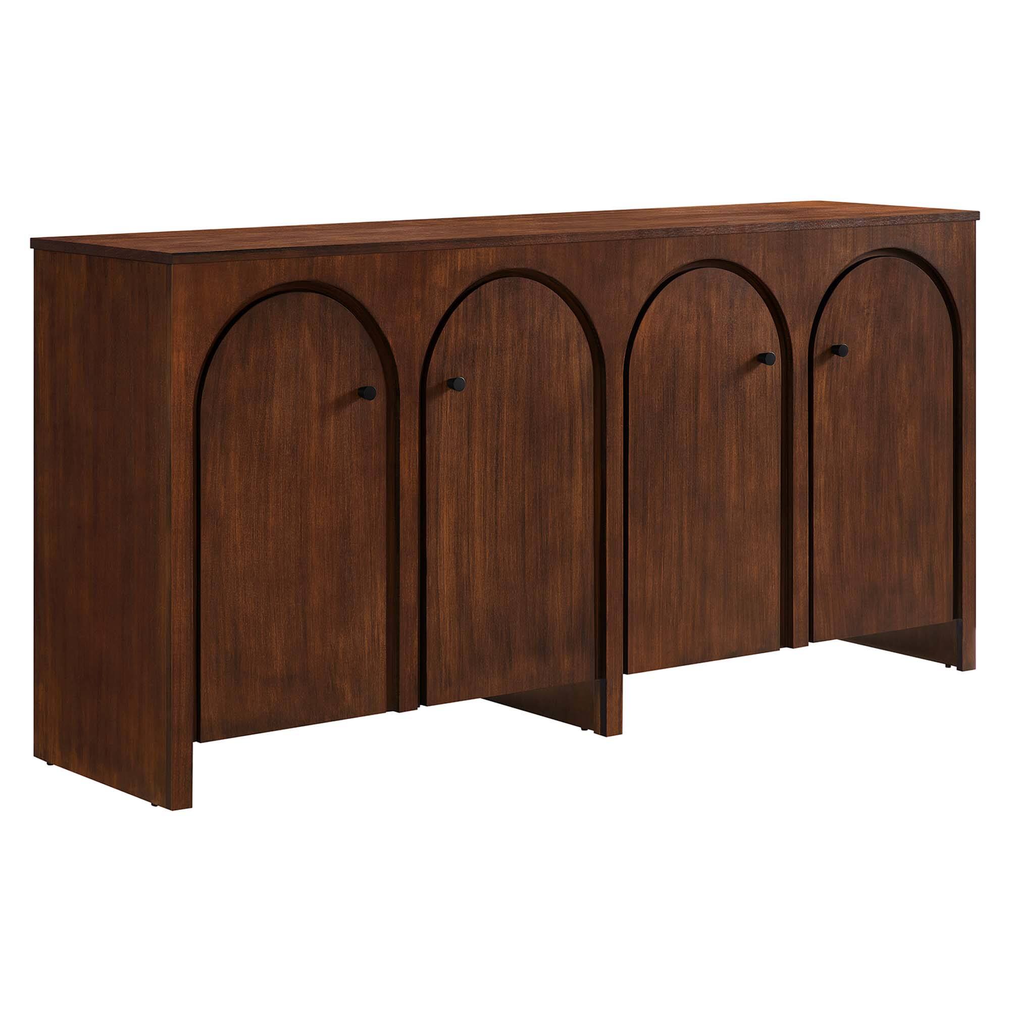 Angle. Modway - Appia Wood Grain 4-Door Sideboard Storage Cabinet by Modway - Walnut.