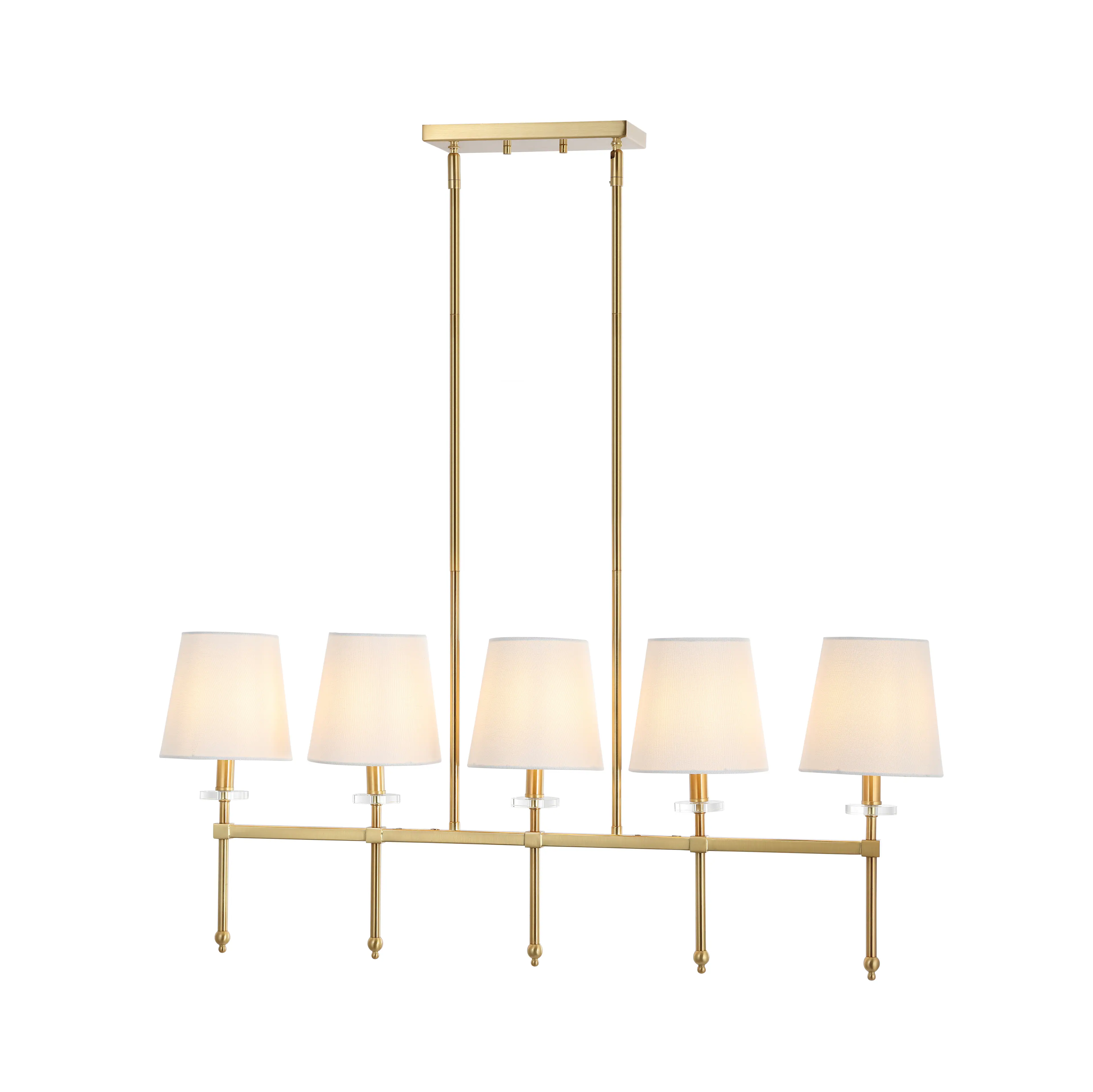 Jonathan Y - Sophie 38.5" 5-Light Modern Midcentury Iron Linear LED Pendant - Brass Gold