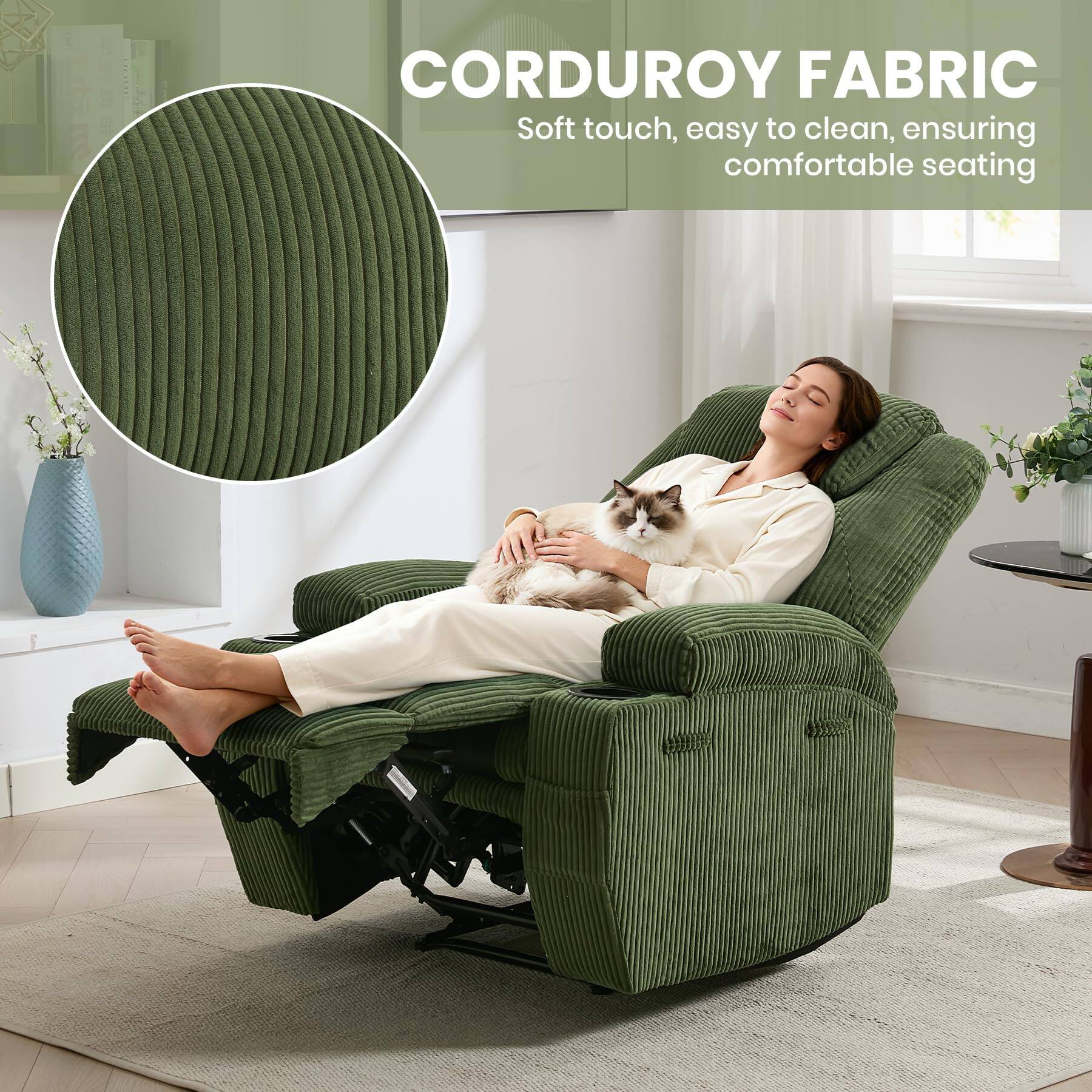 CORDUROY FABRIC  
Soft touch, easy to clean, ensuring comfortable seating