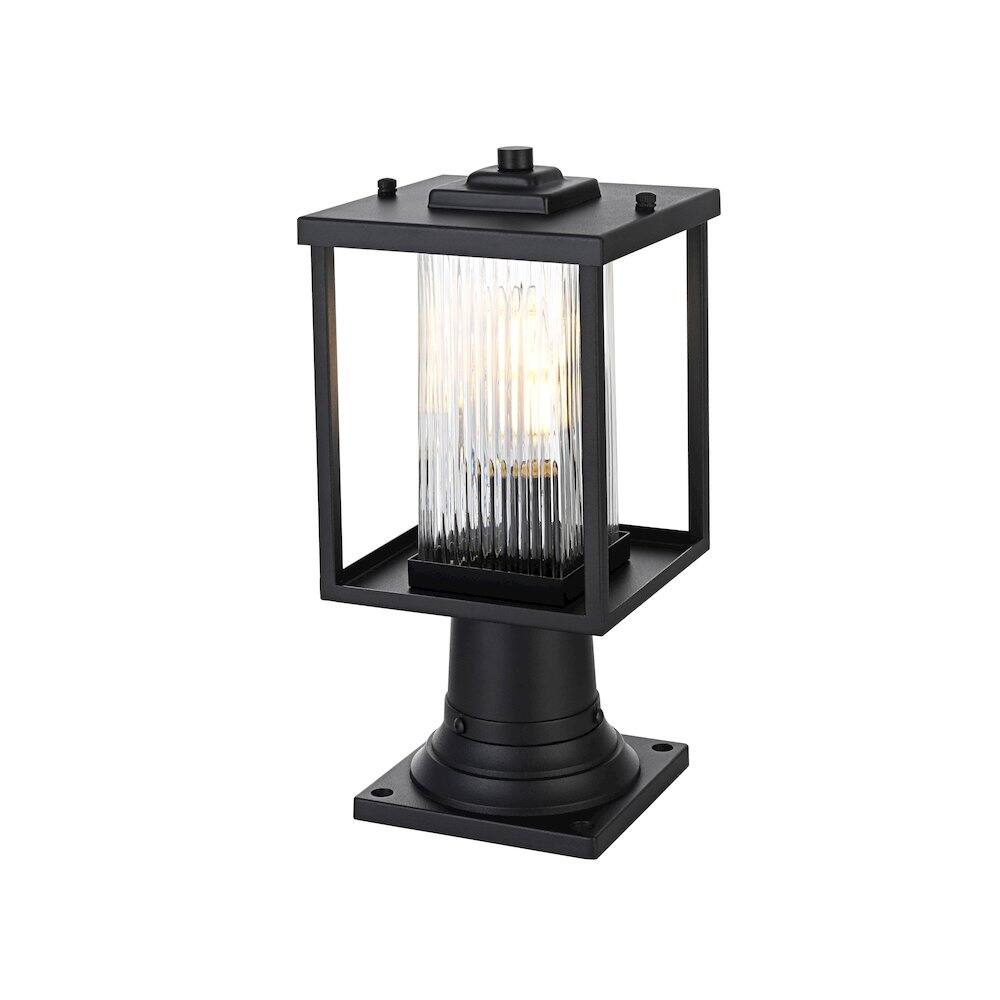 Angle. Elegant Lighting - Dover 7 inch Outdoor Pendant in Black - Black.