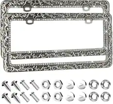 Front. Valor - Valor Metal Car License Plate Frames, Universal 2 Holes Automotive Replacement Parts Plate Holder(2 Pack) - Sliver.