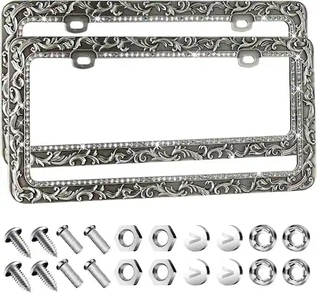 Front. Valor - Valor Metal Car License Plate Frames, Universal 2 Holes Automotive Replacement Parts Plate Holder(2 Pack) - Sliver.