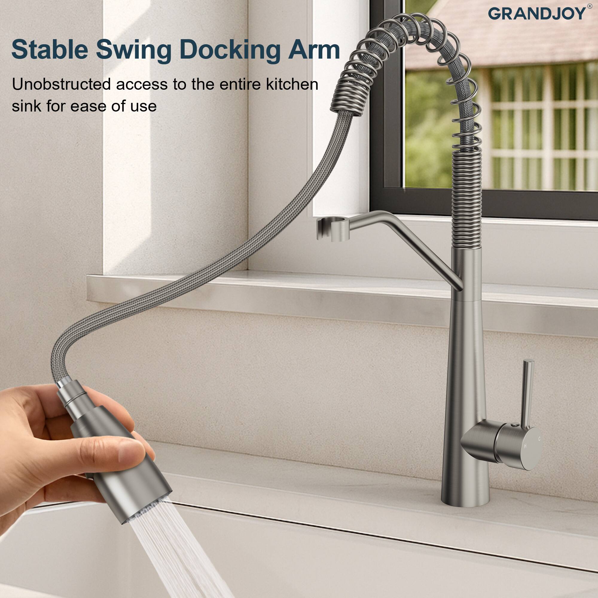 Stable Swing Docking Arm  
Unobstructed access to the entire kitchen sink for ease of use  

GRANDJOY