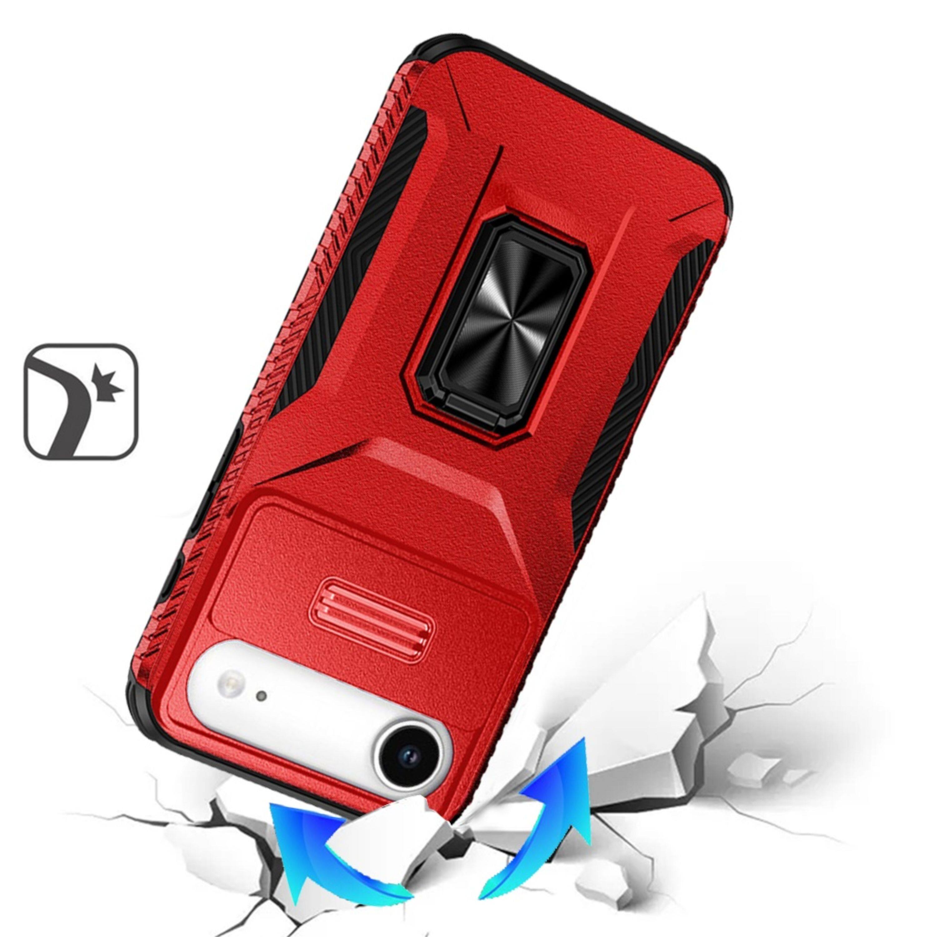 Angle. Kitcheniva - Multi-Use Card Holder Stand Phone Case With Lens Cover Tempered Glass For iPhone Air Red - Red.
