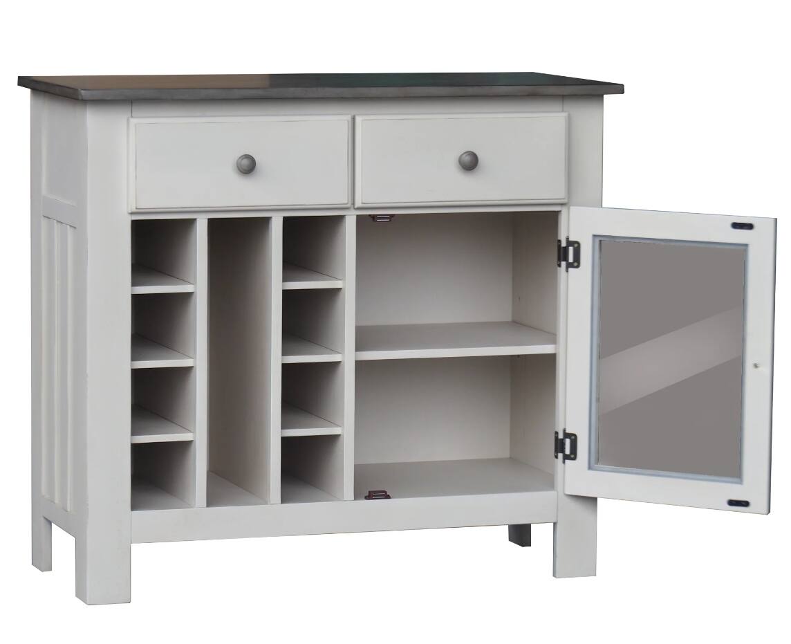 Alt View 1. Kings Brand Furniture - Kings Brand Furniture Gwinn Buffet Storage Cabinet with Wine Rack, White - White.