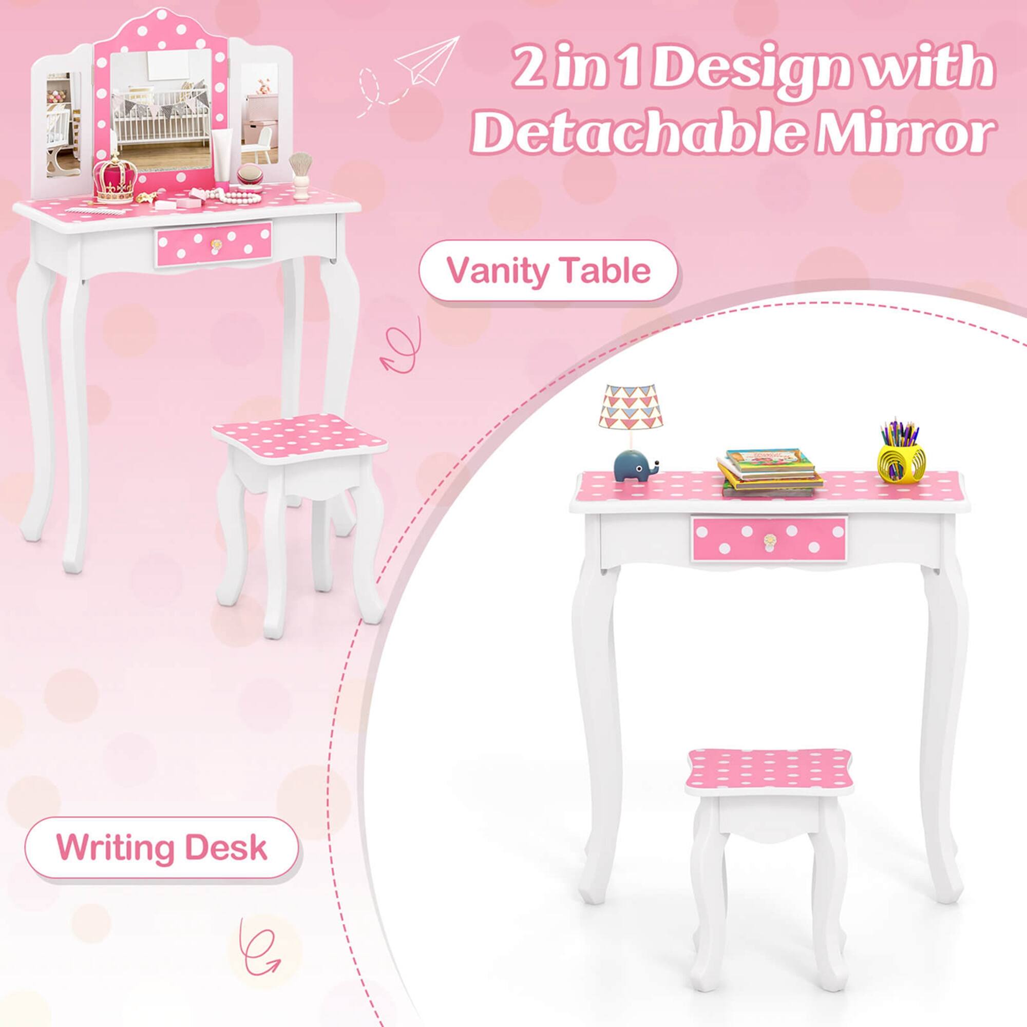 2 in 1 Design with Detachable Mirror
Vanity Table
Writing Desk