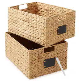 Casafield - Water Hyacinth Pantry Storage Basket Organizer Bins - Natural - Hyacinth