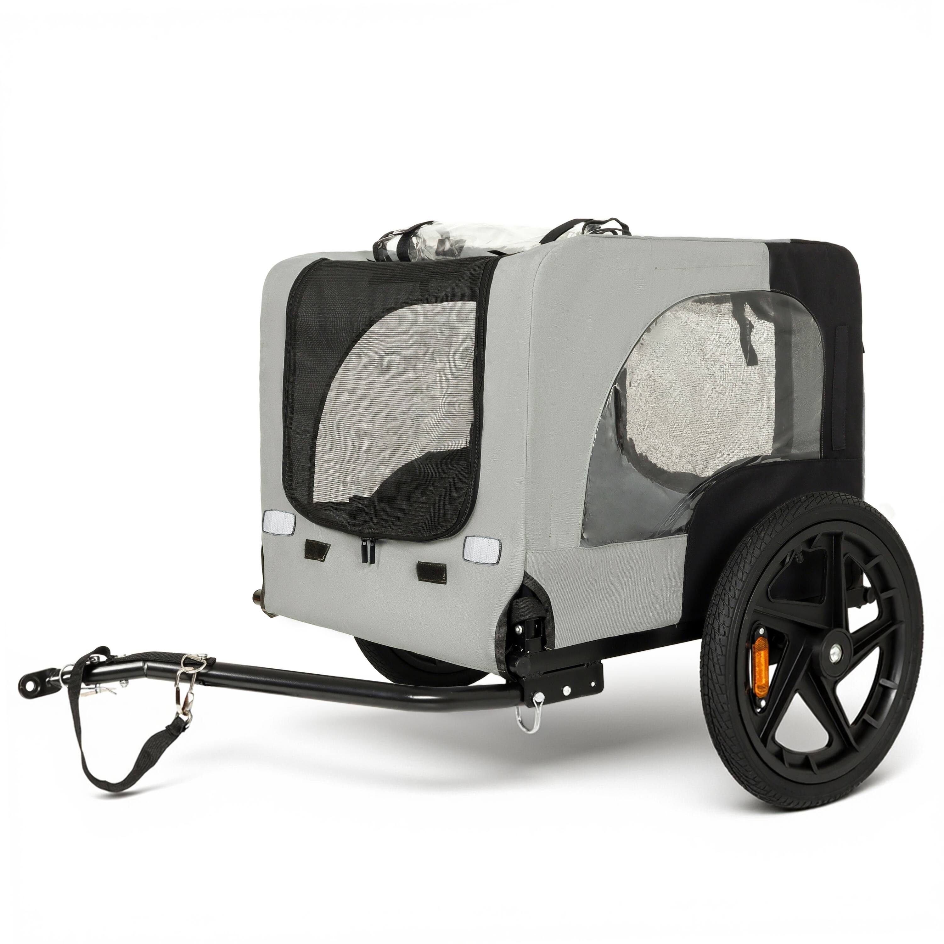 Alt View 2. TinyHomie - Outdoor Heavy Duty Collapsible Pet Bike Trailer 16inch  Wheels Universal Hitch Black+Grey.