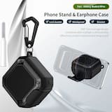 Dteck - for Samsung Galaxy Buds 4 / Galaxy Buds 4 Pro Case with Lock Clip and Phone Stand, Comes with Hook and Cleaning Pen - Black