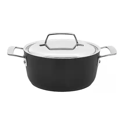 Front. Demeyere - Demeyere AluPro 2.5-qt Aluminum Nonstick Dutch Oven - Black.