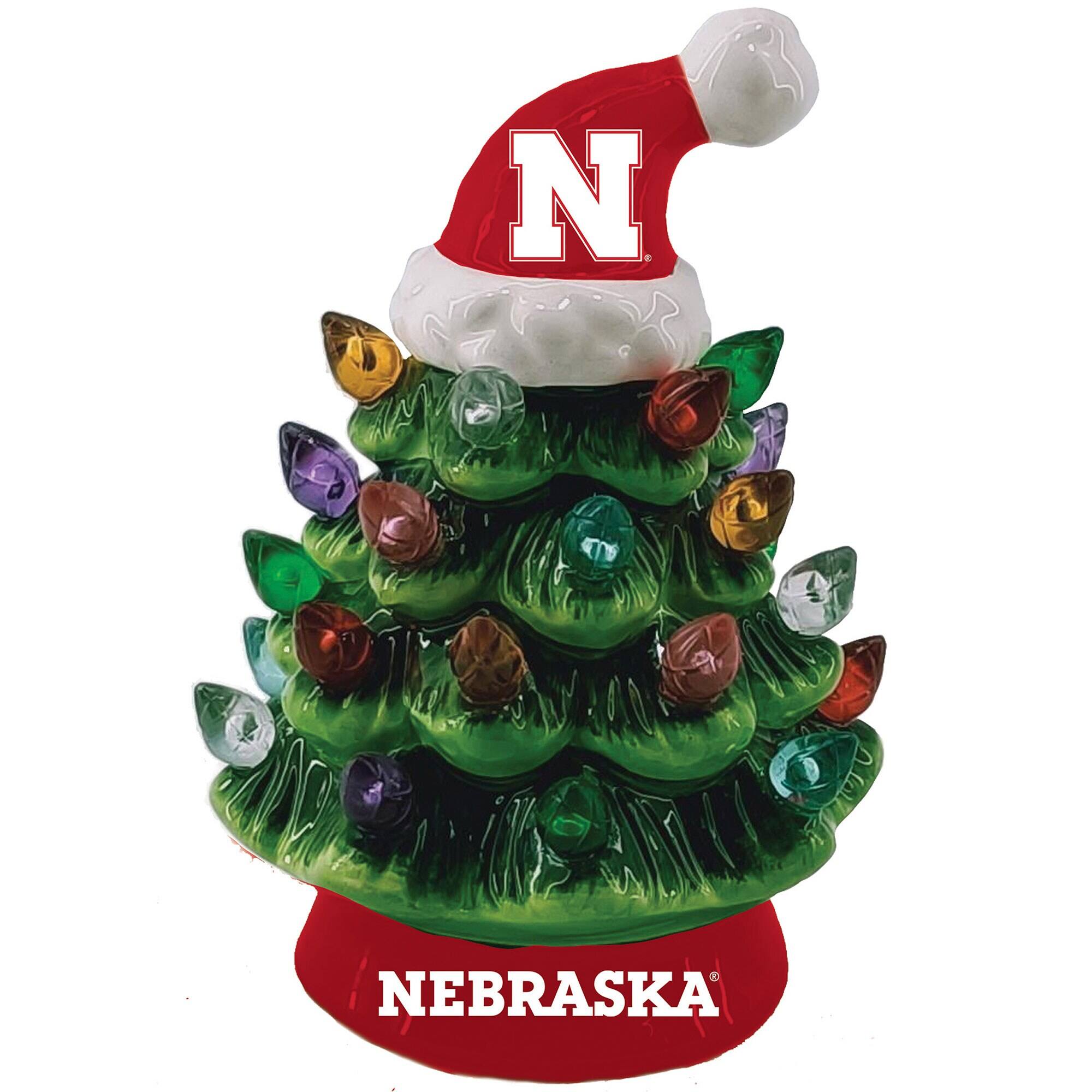 Front. Evergreen Enterprises - Nebraska Huskers 8" Light Up Ceramic LED Christmas Tree - Multicolor.