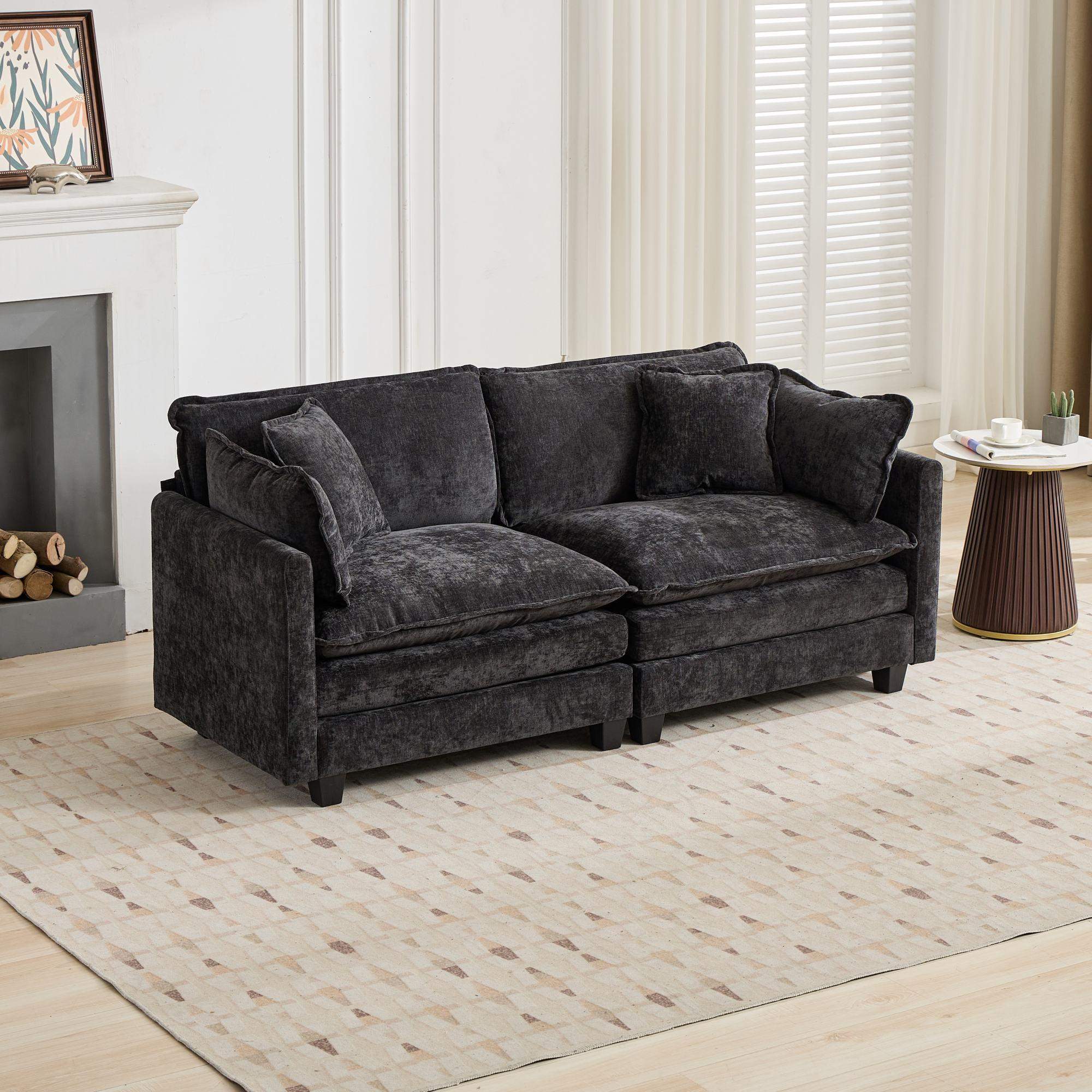 Front. Roomtec - Cloud Sofa LoveSeat Ottoman is not included Modern Sectional Couch for Living Room Bedroom and Apartment Comfy Double - Black.