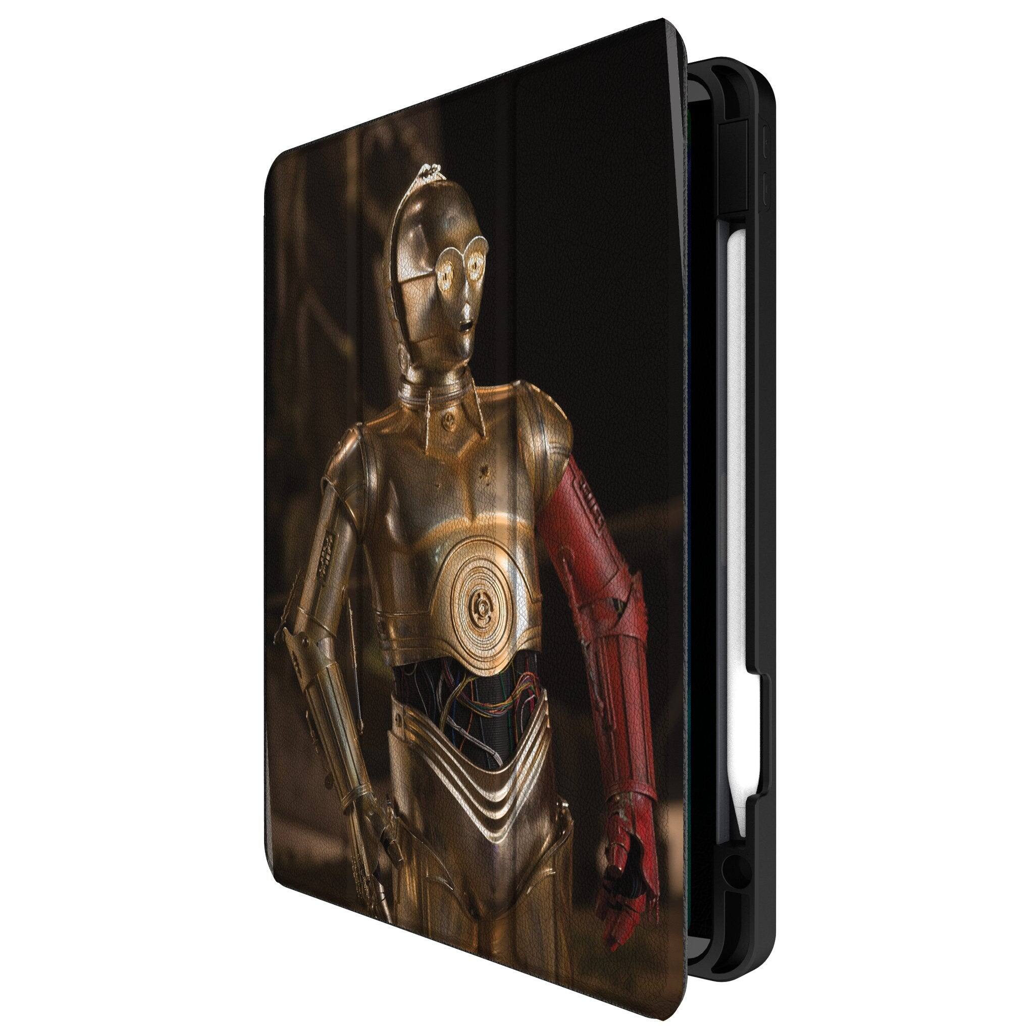 Angle. Keyscaper - Star Wars: A New Hope Portrait Tablet Case - Apple iPad Pro 11in (M4) - C-3PO.