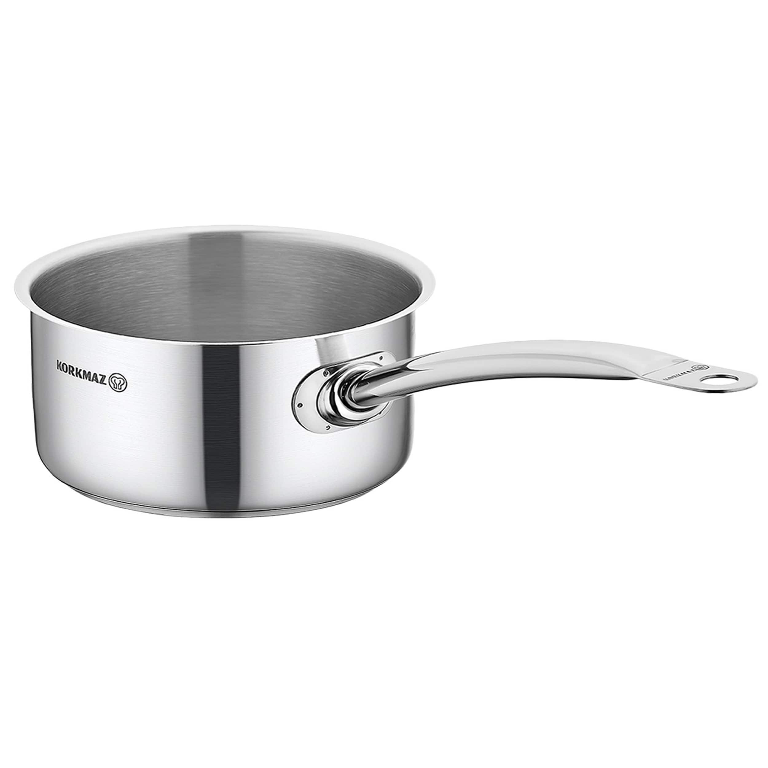 Front. Korkmaz - Korkmaz Gastro Proline 7.3 Liter Stainless Steel Saucepan in Silver - Silver.