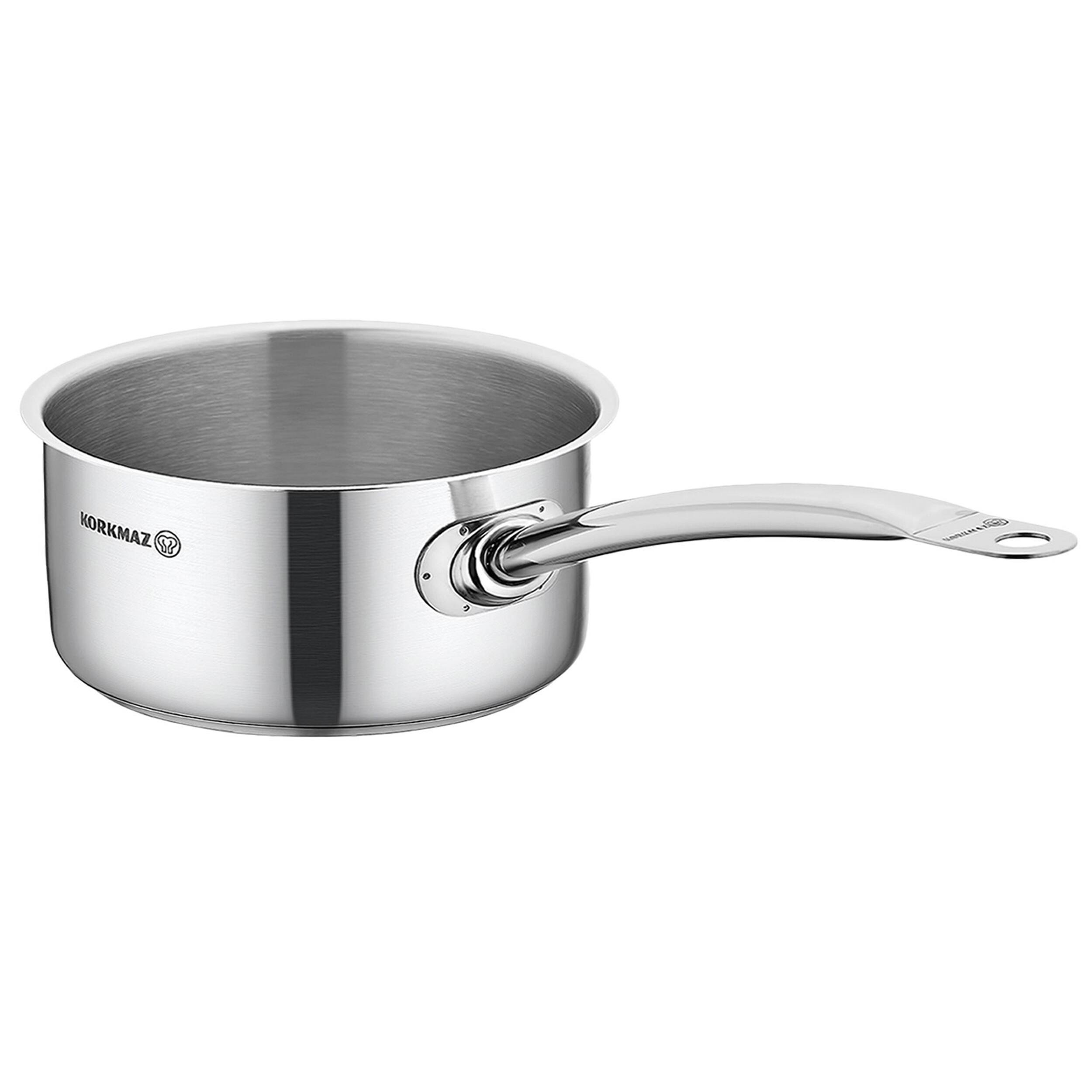Front. Korkmaz - Korkmaz Gastro Proline 7.3 Liter Stainless Steel Saucepan in Silver - Silver.